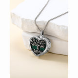 Sterling Silver Tree of Life Urn Necklaces Abalone Opal Shell Cremation Jewelry for Ashes