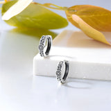 Sterling Silver Cross Sun Viking Wave Hoop Earrings for Men