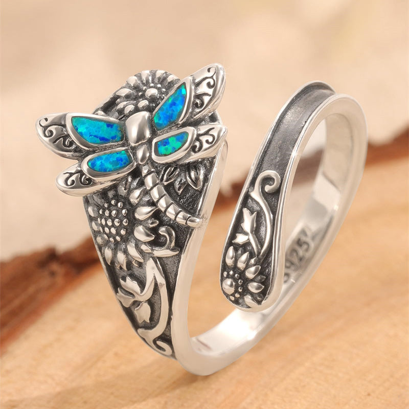 Sterling Silver Oxidized Dragonfly Butterfly Hummingbird Sea Turtle Anchor Cross Tree of Life Sunflower Spoon Ring