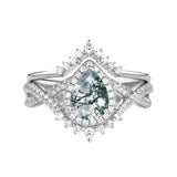 Sterling Silver 10K 14K 18K Gold  Pear Shaped Gemstone Engagement Rings Set