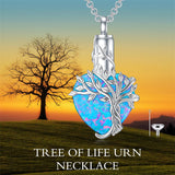 Sterling Silver Crystal Heart Tree of Life Urn Necklace for Ashes