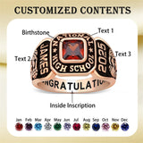 Sterling Silver Personalized Birthstone Engraved High School Class Ring Graduation Ring