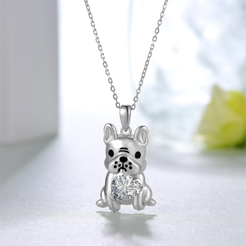 Sterling Silver French Bulldog Pendant Necklace