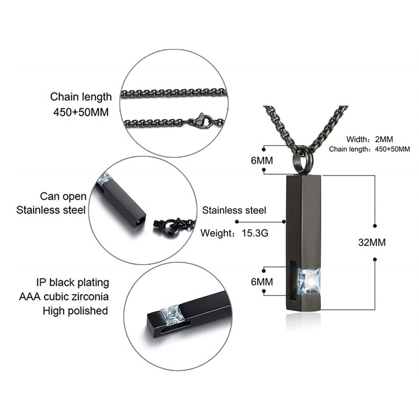 Stainless Steel Birthstones Cross Urn Necklaces for Ashes