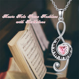 Sterling Silver Birthstone  Music Piano  Pendant Necklace
