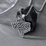 Sterling Silver Texas State Map Flag Pendant Necklace for Men