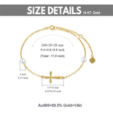 14k Gold Pearl Cross Single Layer Anklet