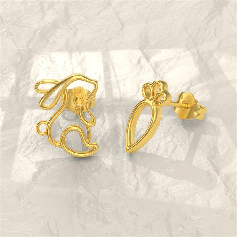14k Gold Bunny Stud Earrings