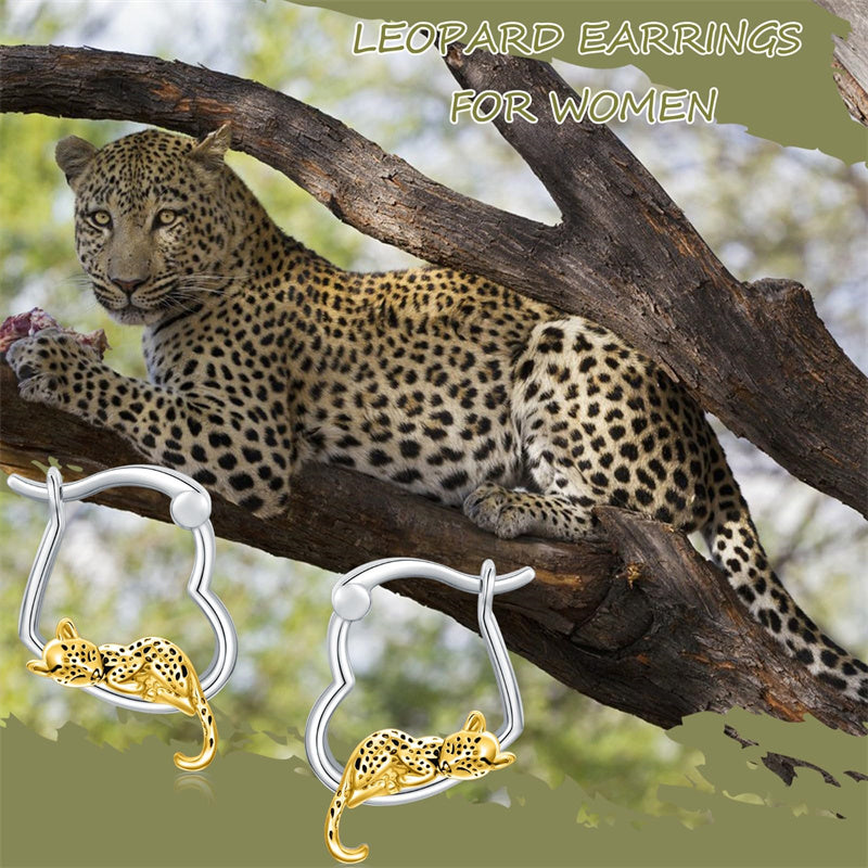 Sterling Silver Fox Frog Leopard Peacock Puppy Animal Hug Hoop Earrings