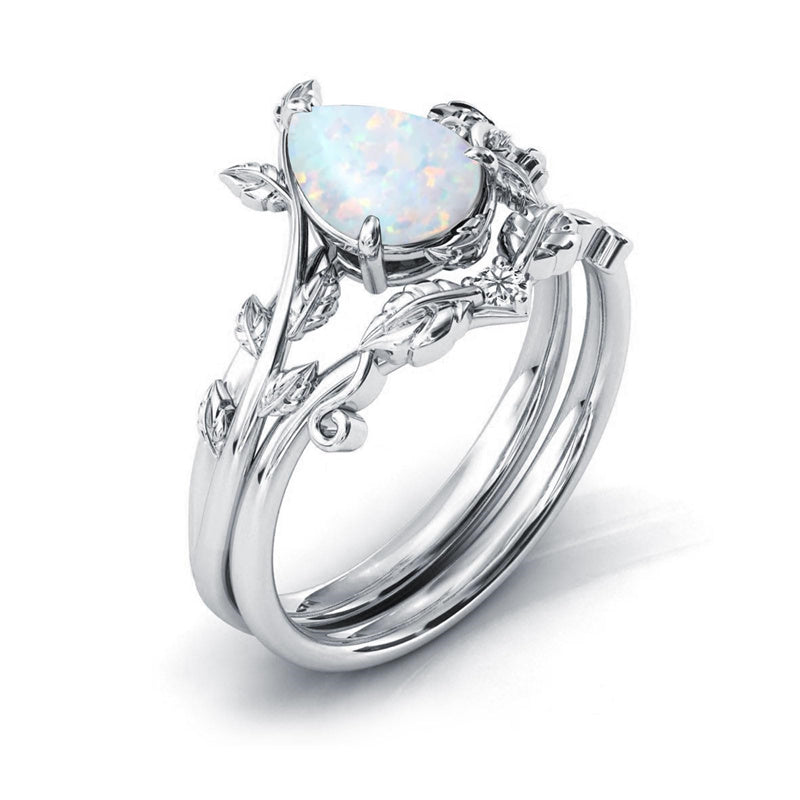 Sterling Silver Natural Moss Agate Blue Sandstone Opal Set Ring