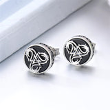 Sterling Silver Black Onyx Tree of Life Ankh Cross Skull Valknu Viking Stud Earrings