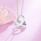 10K 14K 18K Gold Personalized Birthstone Heart Pendant Necklace