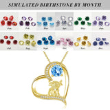 10K 14K 18K Gold Personalized Birthstone Highland Cow Pendent Necklace