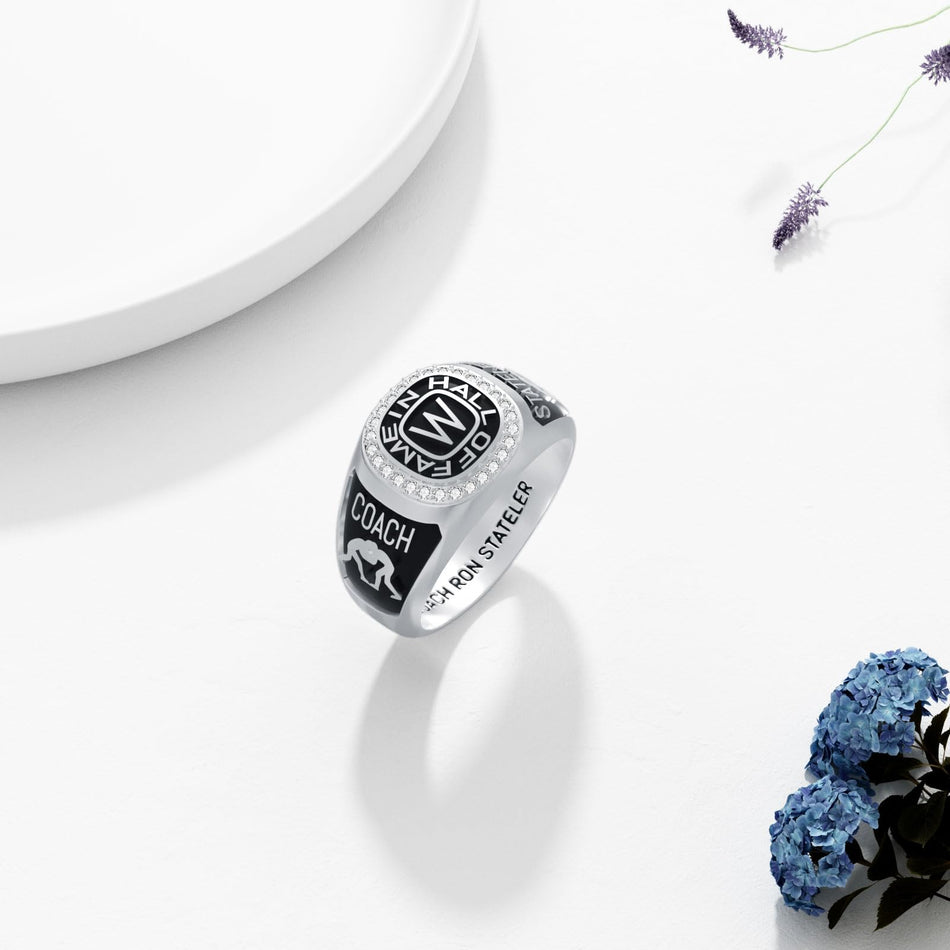 Sterling Silver 2025 Personalized Pattern Birthstone Engraved High School College Class Ring Gift for Men