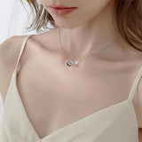 Sterling Silver Birthstone Infinity Panda Pendant Necklace Engraved with I Love Forever