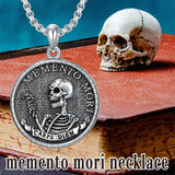 Sterling Silver Memento Mori Pendant Necklace for Men