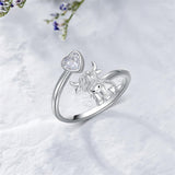 10K 14K 18K Solid Gold Personalized Birthstone Highland Cow Animal Ring