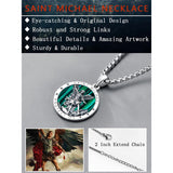 Sterling Silver St Michael St Christopher Pendant Necklace for Men