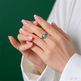 Sterling Silver 10K 14K 18K Gold  Personalized  Engraved Pear Kite Round Cut Moss Agate Engagement Ring Set