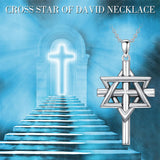 Sterling Silver Nial Cross David Pendant Necklace