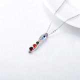 Sterling Silver Colorful Chakra  Pendant Necklace