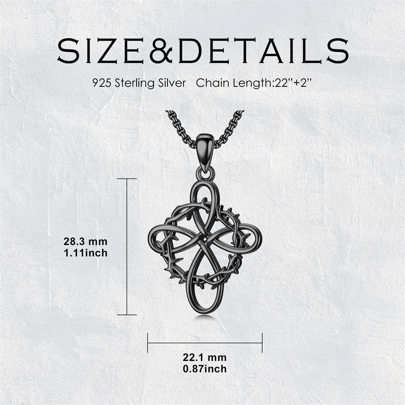 Sterling Silver Nial Cross David Pendant Necklace