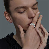 Sterling Silver Personalized Birthstone Engraved Pattern Class Band Ring For Men