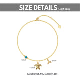14K Gold Turtle Turquoise Single Layer Anklet