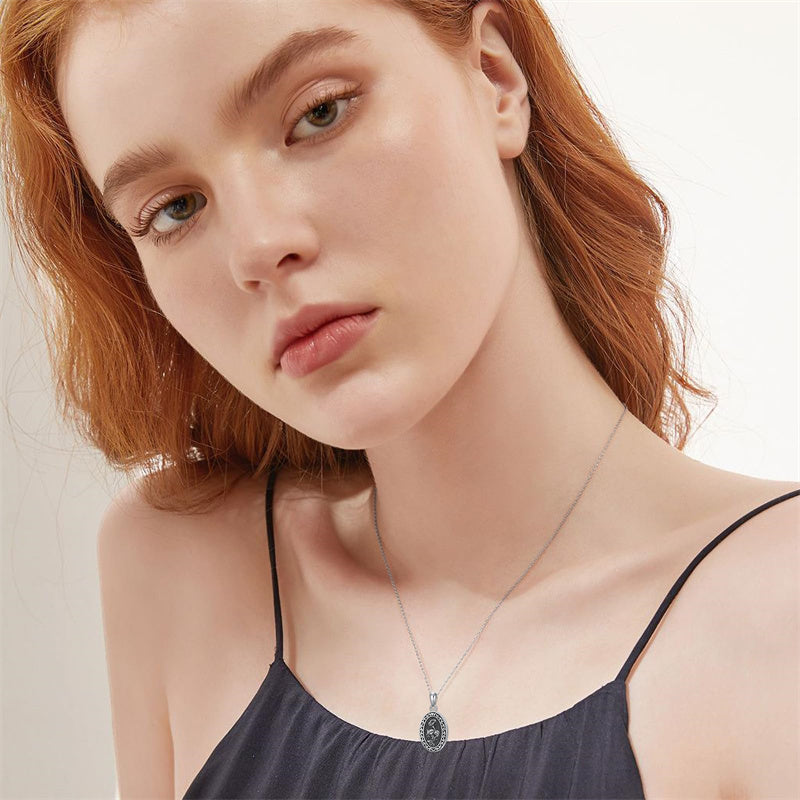 Sterling Silver Personalized Photo 12 Month Birth Flower Pendant Necklace