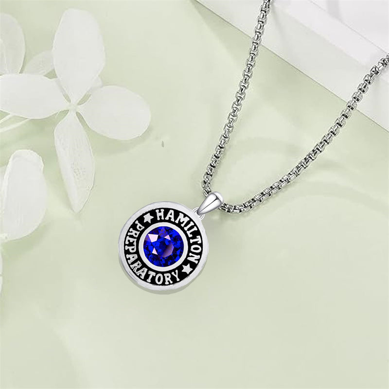 Sterling Silver Custom Birthstone Photo Engraved Class High School College Graduation Necklace