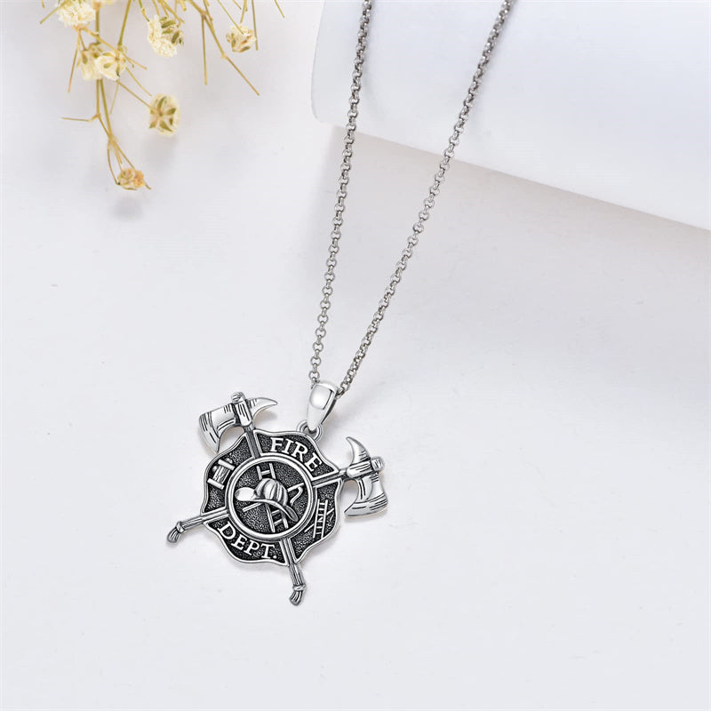 Sterling Silver Firefighter Pendant Necklace