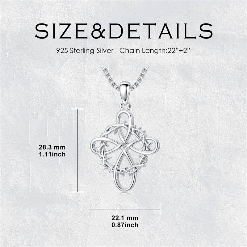 Sterling Silver Nial Cross David Pendant Necklace