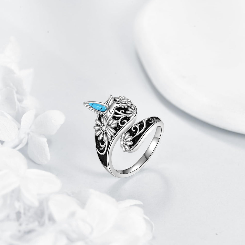 Sterling Silver Oxidized Dragonfly Butterfly Hummingbird Sea Turtle Anchor Cross Tree of Life Sunflower Spoon Ring