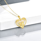 14K Yellow Gold Heart Sister Pendant Necklace
