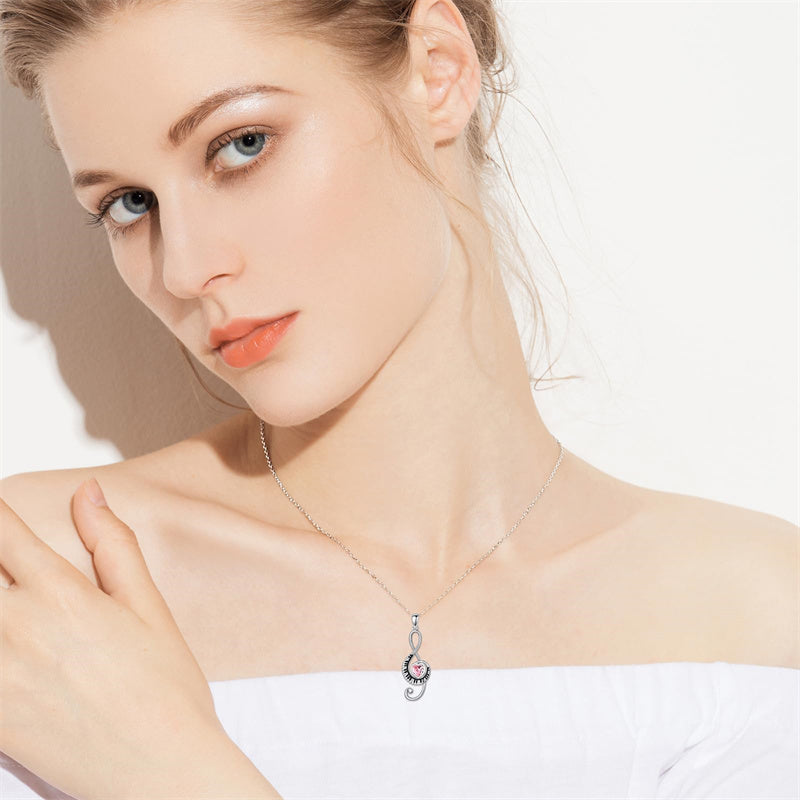 Sterling Silver Birthstone  Music Piano  Pendant Necklace
