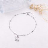 Sterling Silver Cat Birthstone Single Layer Anklet