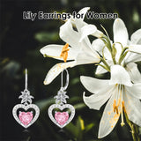 Sterling Silver Heart Cubic Zirconia Sunflower Rose Daisy Lily Lotus Hibiscus Dangle Earrings