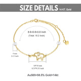 14k Gold Pearl Elephant Single Layer Anklet