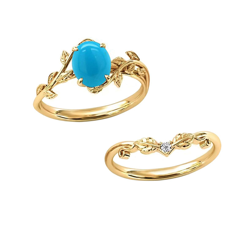 Sterling Silver 10K 14K Gold Leaf Oval Cut Vine Gemstone Set Engagement Wedding Ring