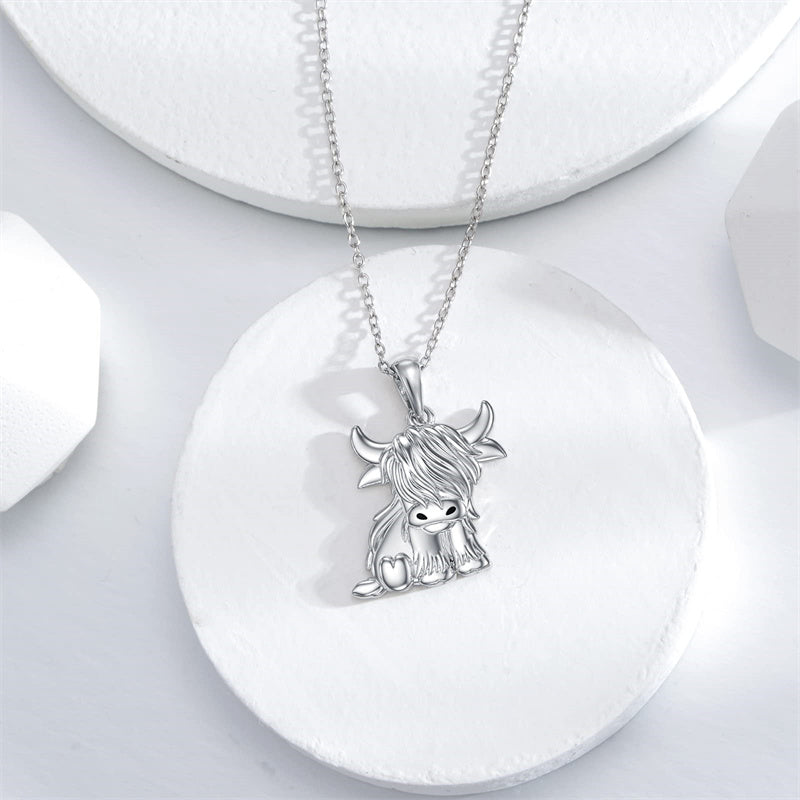 Sterling Silver Highland Cow Necklace