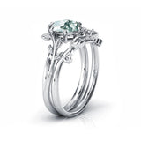 Sterling Silver Natural Moss Agate Blue Sandstone Opal Set Ring