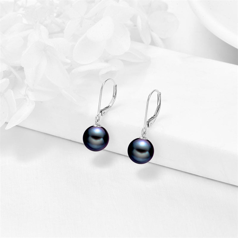 14k Gold Freshwater Pearl Dangle Leverback Earrings