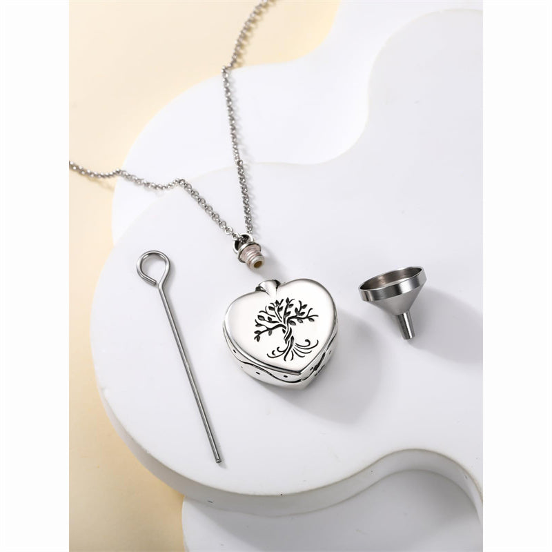 Sterling Silver Tree of Life Urn Necklaces Abalone Opal Shell Cremation Jewelry for Ashes