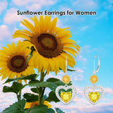 Sterling Silver Heart Cubic Zirconia Sunflower Rose Daisy Lily Lotus Hibiscus Dangle Earrings
