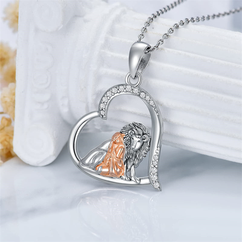 Sterling Silver Horse and Girl Pendant Necklace