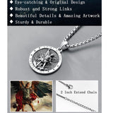 Sterling Silver St Michael St Christopher Pendant Necklace for Men