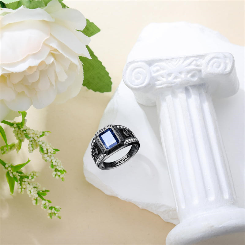 Sterling Silver 2025 Personalized Pattern High School College Class Ring Gift for Men
