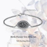 Sterling Silver 12-Month Birth Flower Urn Bracelet for Ashes