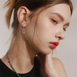 Sterling Silver Turquoise Cross Hoop Earrings