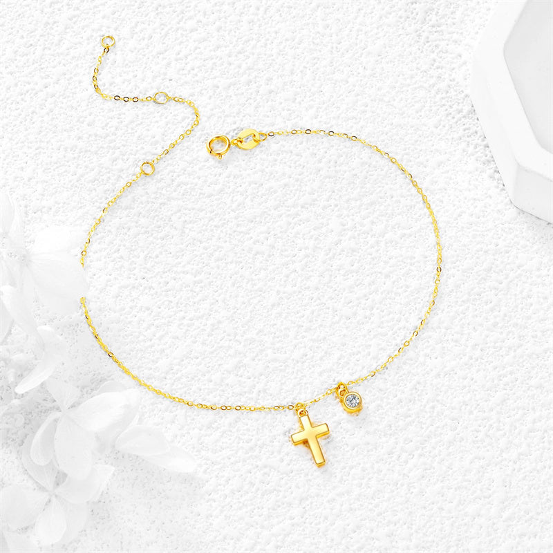 14k Yellow Gold Cross Bracelet